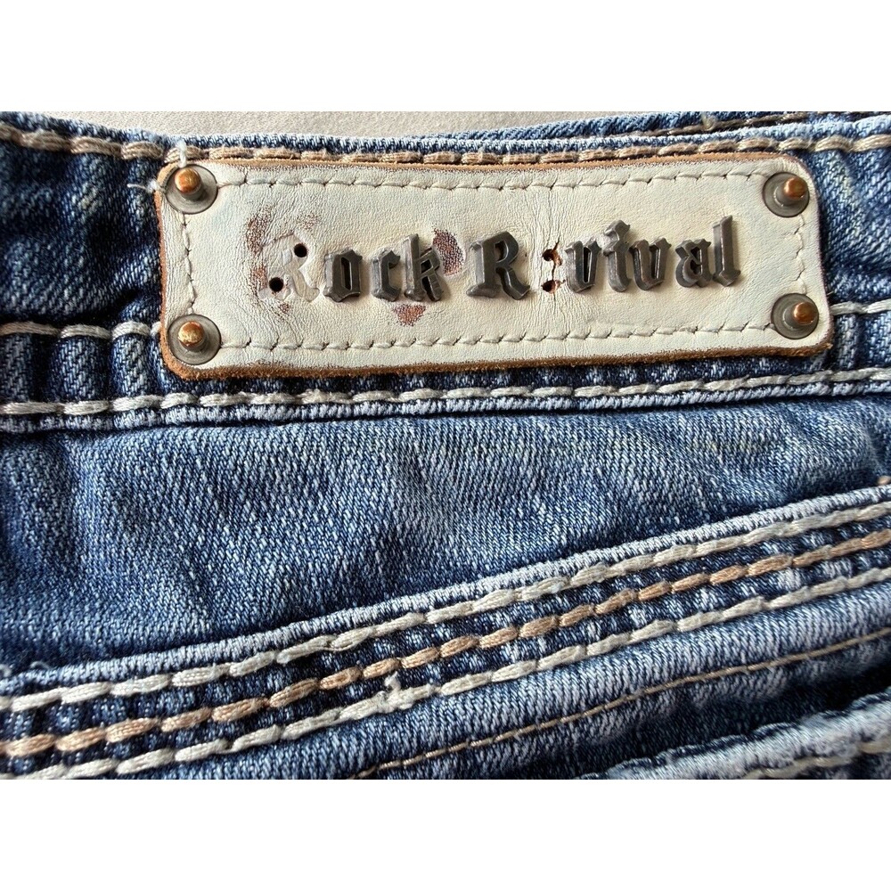 Rock Revival Women's Size 32 Bootcut, Easy Boot Thick Stitch Bling Embellished. - Picture 15 of 16